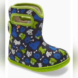 Bogs Kids Dog Print Rain & Snow Boots - Navy, Blue, Lime